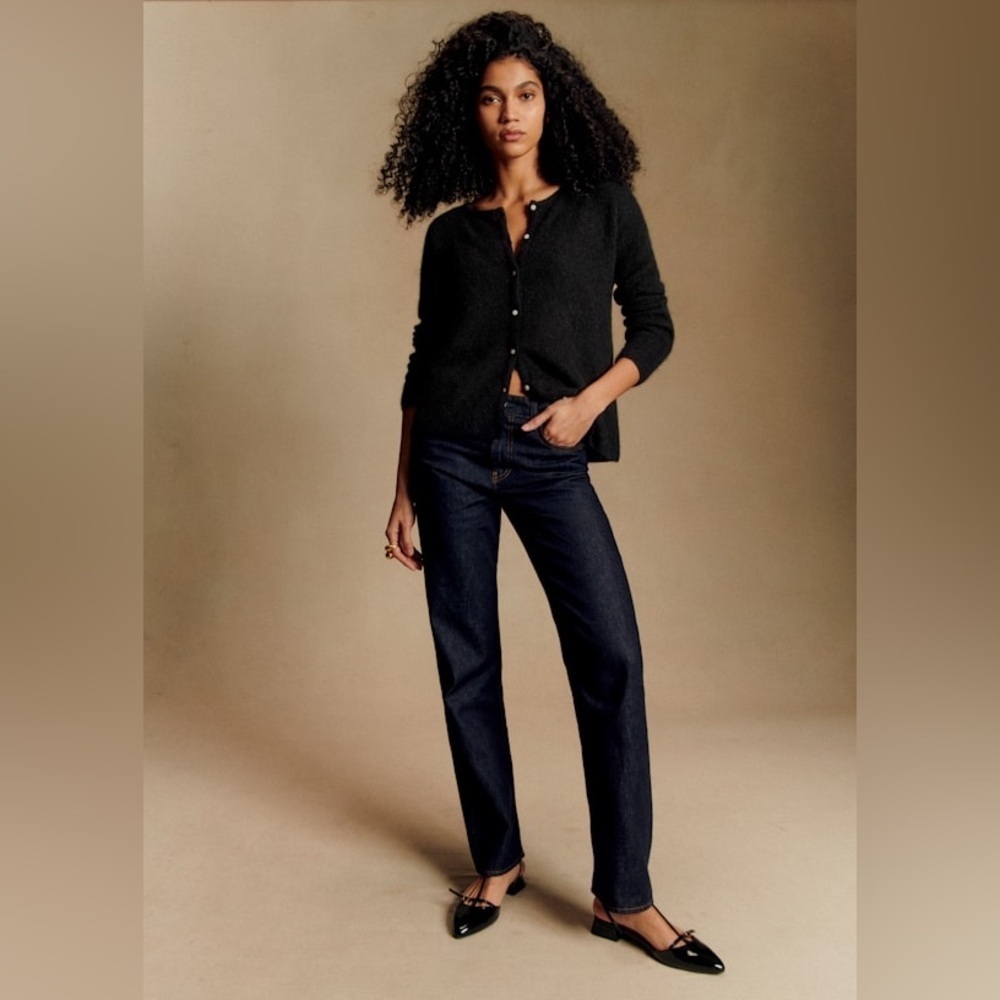Sezane Black Gaspard Cardigan Super Kid Mohair Blend Button Down Sweater XS